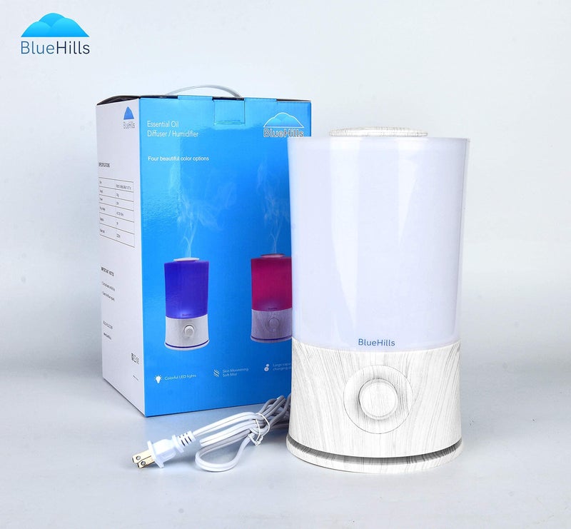 BlueHills Premium 2000 ML XL Large Essential Oil Diffuser Aromatherapy Humidifier for Large Room Home 40 Hour Run Huge Coverage Area Lights 2 Liter Extra Large Capacity Diffuser White Wood Grain E004 - Image 5